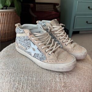 New Golden Goose mid star w silver glitter